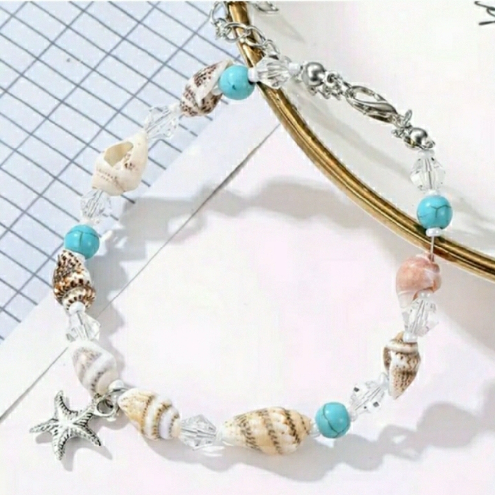Ankle Bracelet Seashell Starfish Charm 🐚 NEW - Picture 2 of 7